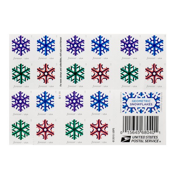 2015 US Geometric Snowflakes Forever Postage Stamps - Image 3